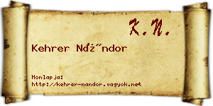 Kehrer Nándor névjegykártya